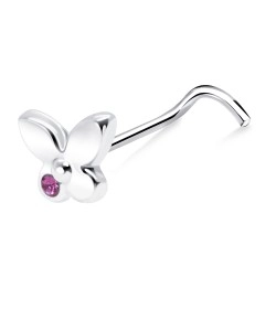Silver Butterfly Curved Nose Stud NSKZ-1731